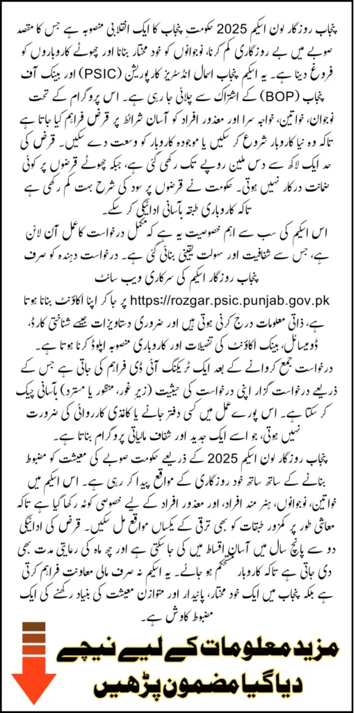 Punjab Rozgar Loan Scheme 2025 Step-By-Step Online Registration Method And Requirements Details